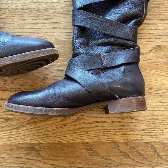 Chloe Erin Prince Leather Buckled Knee High boots size 6 - Picture 6 of 15